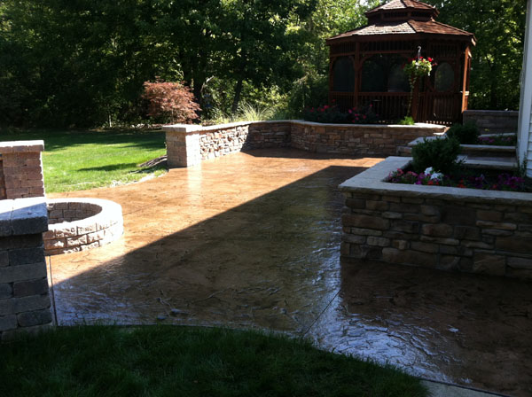 Outdoor Concrete Courtyard with Gazebo